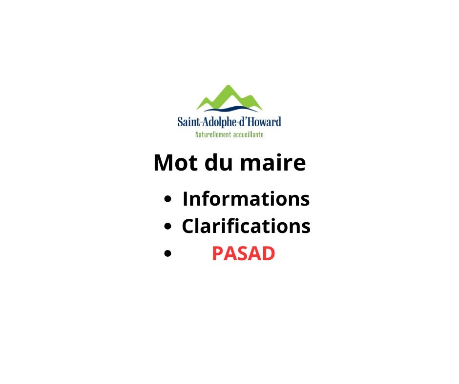 Mot du maire | Informations et clarifications aux citoyens sur PASAD !