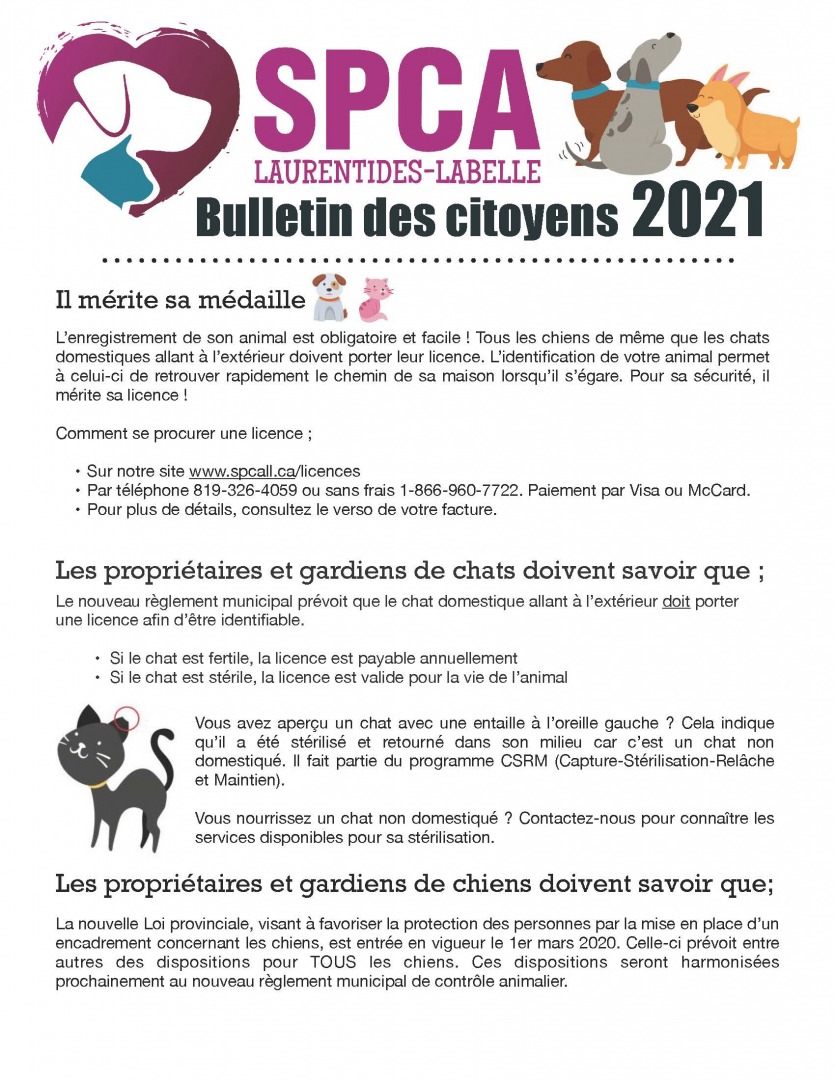 SPCA - Bulletin des citoyens 2021